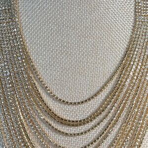 Rhinestone Gold Chain Layered Statement Necklace